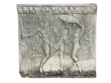 Roman or Greek Scene of Soldiers Cement Plaque