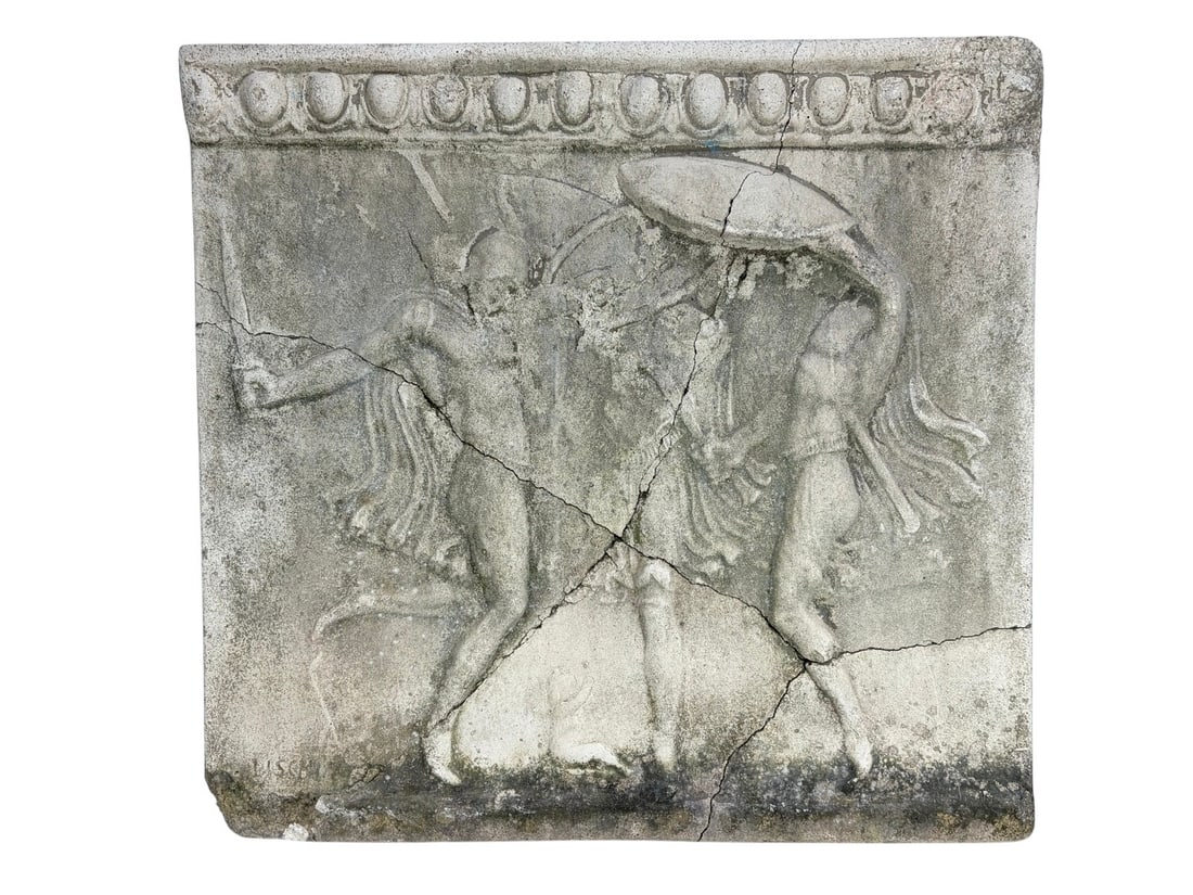 Roman or Greek Scene of Soldiers Cement Plaque (1 of 4)