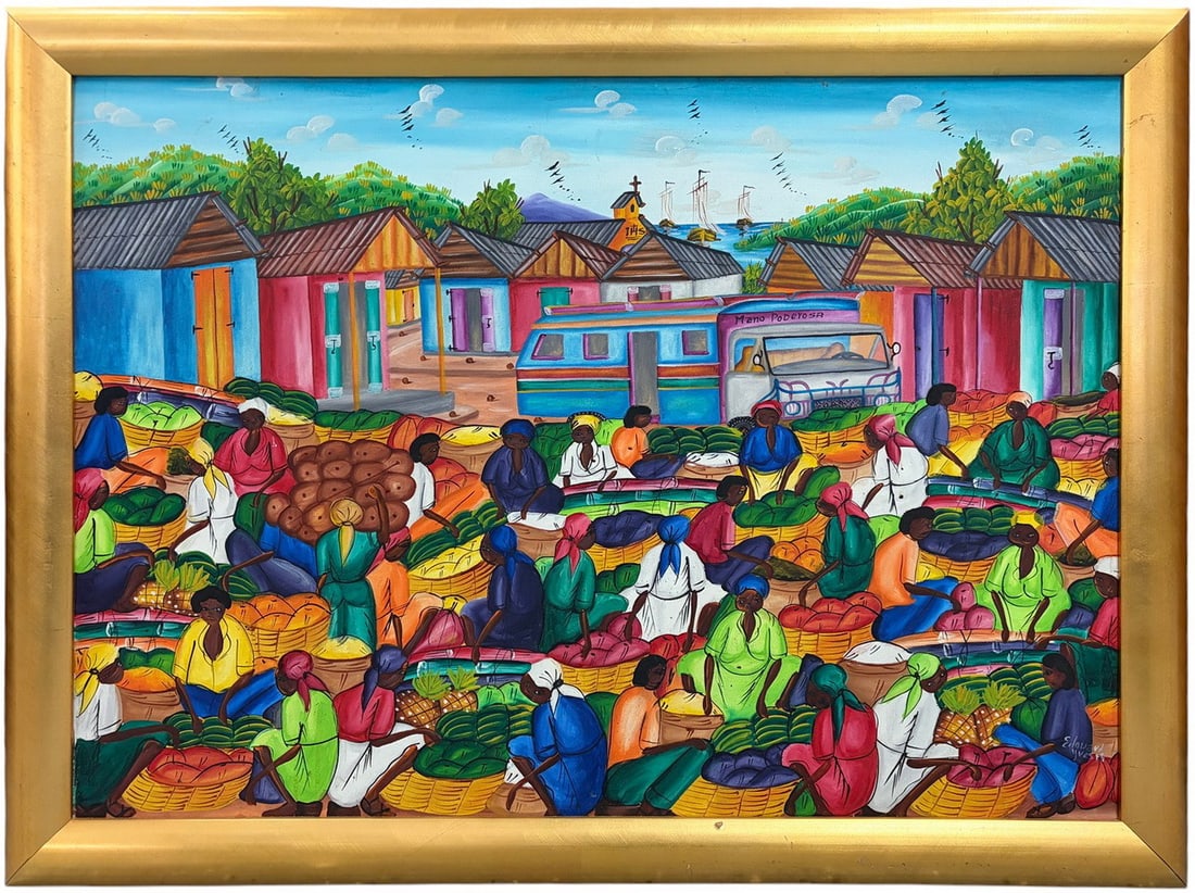 Yves Gerard Edouard (XX) Haitian Folk Art Painting (1 of 4)