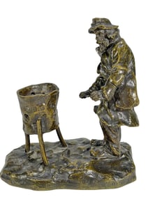 Antique French Old Man Bronze Sculpture SIGNED