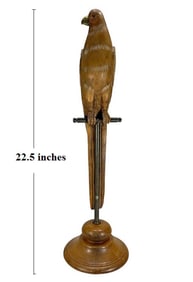 Hand Carved Wood & Bronze Parrot Sculpture 22.5"