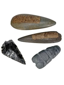 Pre-Columbian Stone Tools & Artifacts 4pc LOT