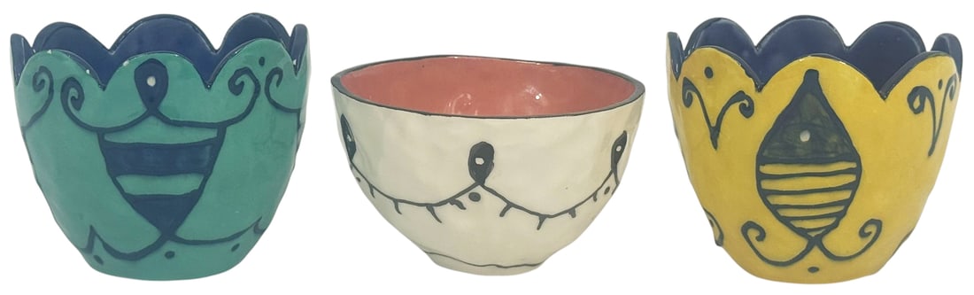 1993/4 Kri Kri Studio HP Art Pottery Bowls 3pc LOT (1 of 3)