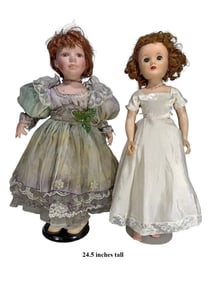 Cathay Collection Porcelain & Other Girl Doll 2pcs