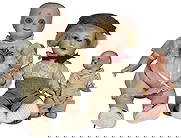 A.M. & JDK German Bisque Girl Dolls 3pc LOT: Lot of three German bisque head dolls including Armand Marseille and J.D.K. examples, with glass eyes, composition or cloth bodies, and period clothing. The largest measures approximately 18 inches