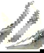 Lladro & Nao by Lladro Porcelain Figurines 2pc LOT: Lot of two Spanish glazed porcelain figurines. One is a Lladro 'Shepherdess with Dog' number 1034, and the other is a Nao by Lladro figure of a contemplative harlequin seated with a mandolin resting