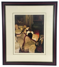 Juarez Machado Paris Cafe Scene Offset Lithograph