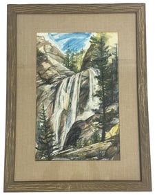 Edith Obel Watercolor Painting 'Waterfall' SIGNED