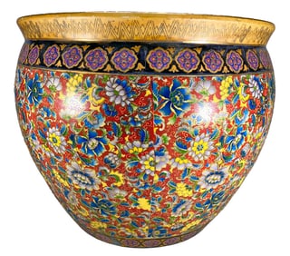 Large Chinese Decorated Porcelain Cachepot