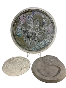 Ceramic, Plaster & Resin Wall Plaques 3pc LOT