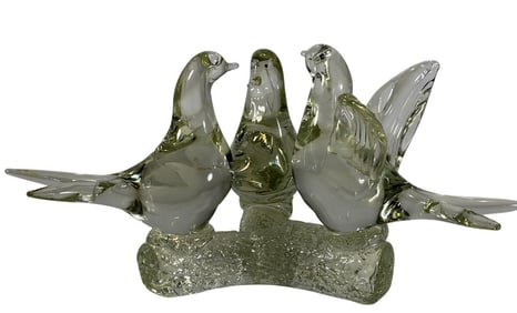 Murano-Style Art Glass Love Doves Sculpture