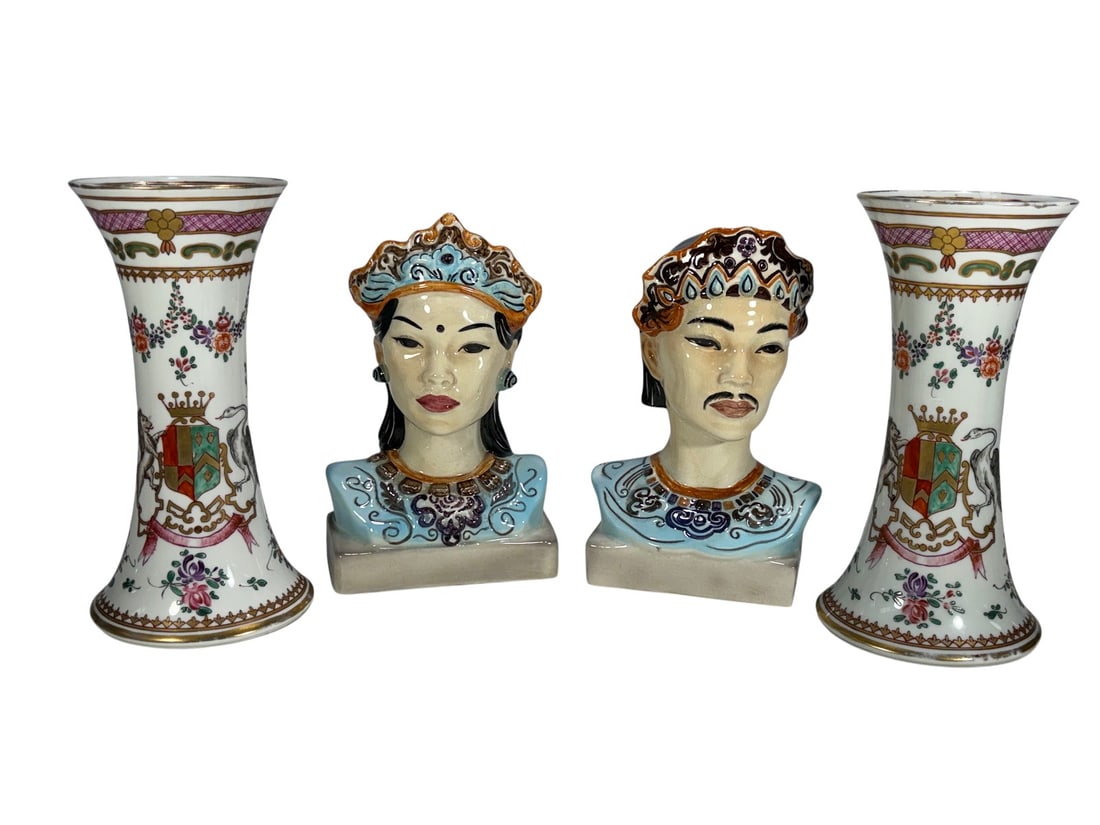 Goldscheider Busts & Samson Porcelain Vases 4pcs (1 of 10)