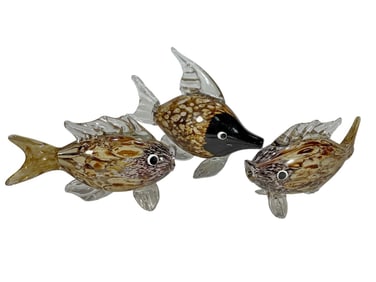 Italian Murano Art Glass Angelfish 3pc LOT