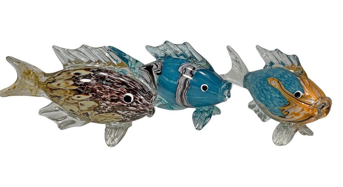 Italian Murano Glass Angelfish Sculptures 3pc LOT (1 of 3)