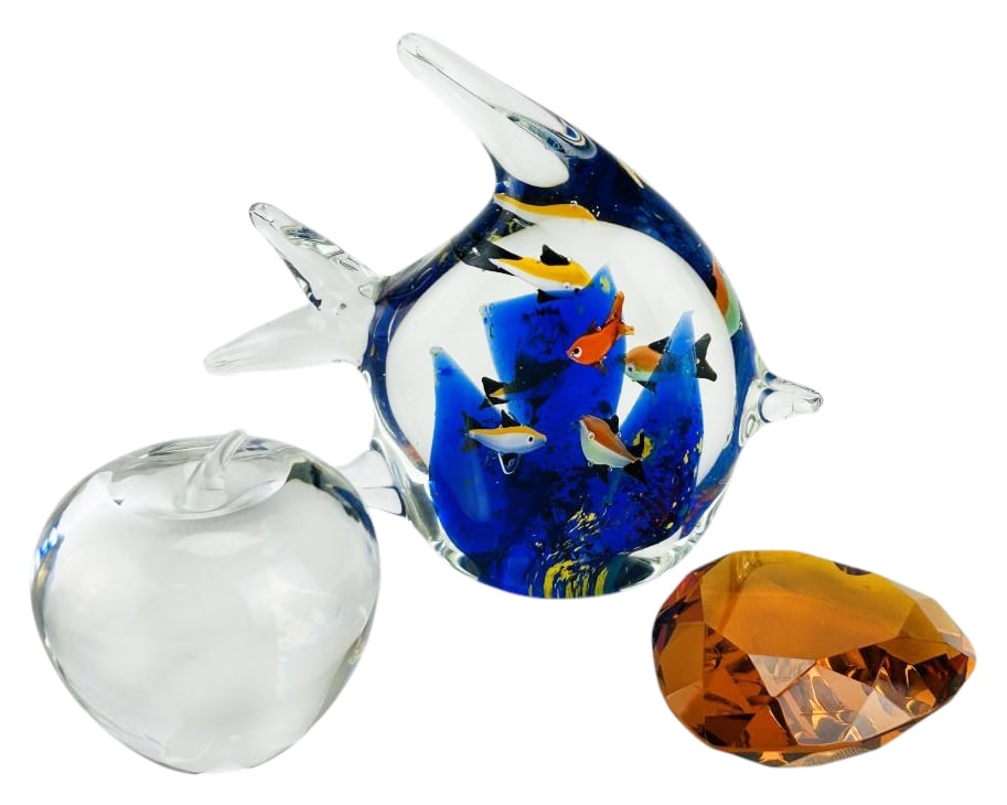 Tiffany Rosenthal Murano Glass Paperweights 3p LOT (1 of 9)