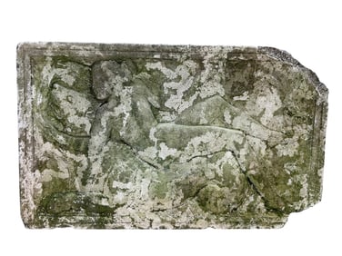 Vintage Nude Woman & Lion Cement Wall Plaque