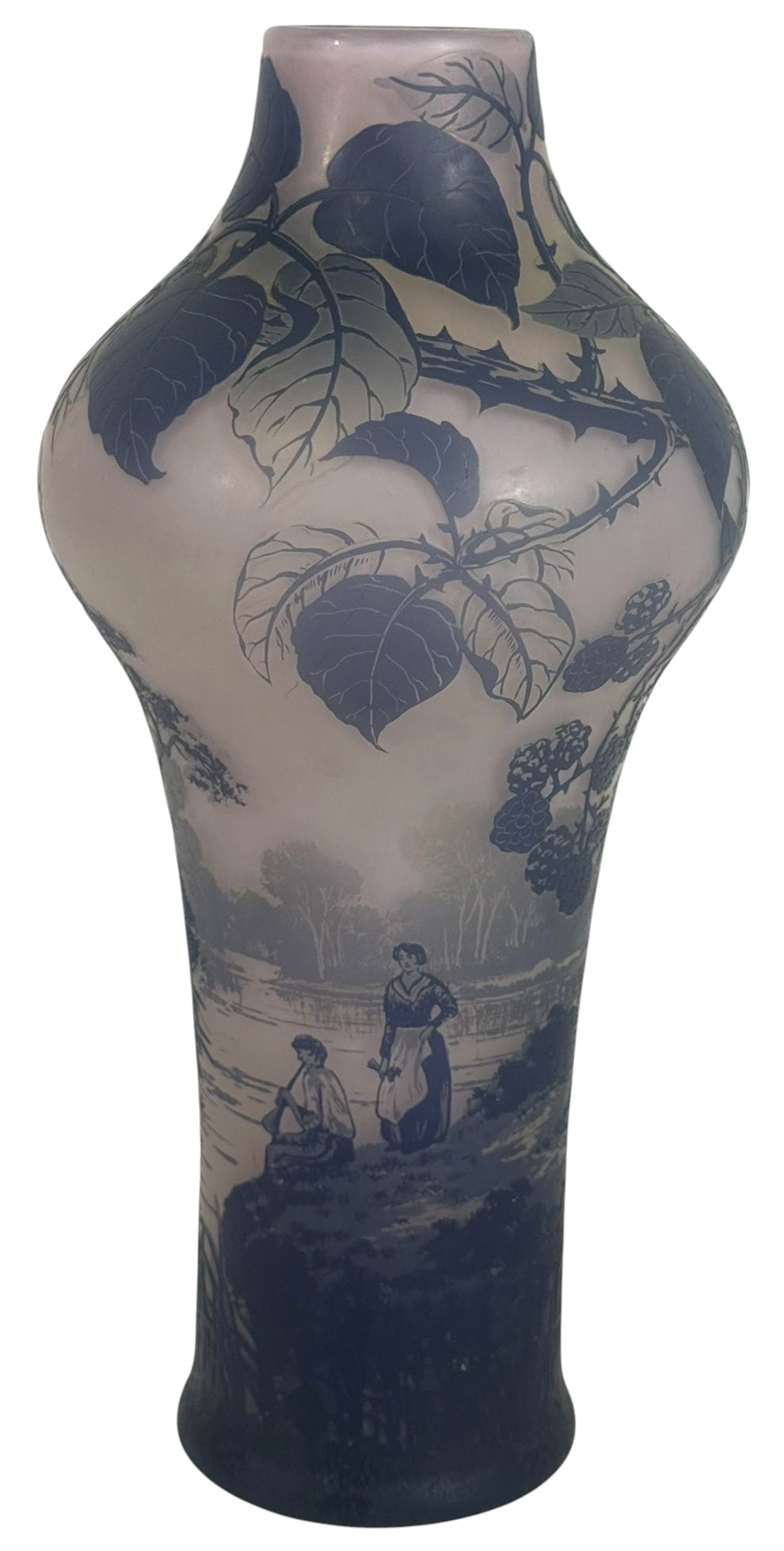 French DeVez Cameo Art Glass Vase SIGNED 12" H (1 of 7)