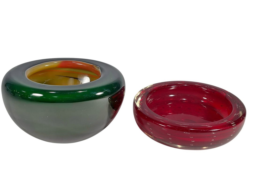 Murano Art Glass Signed Molinari Bowls 2pc LOT (1 of 10)