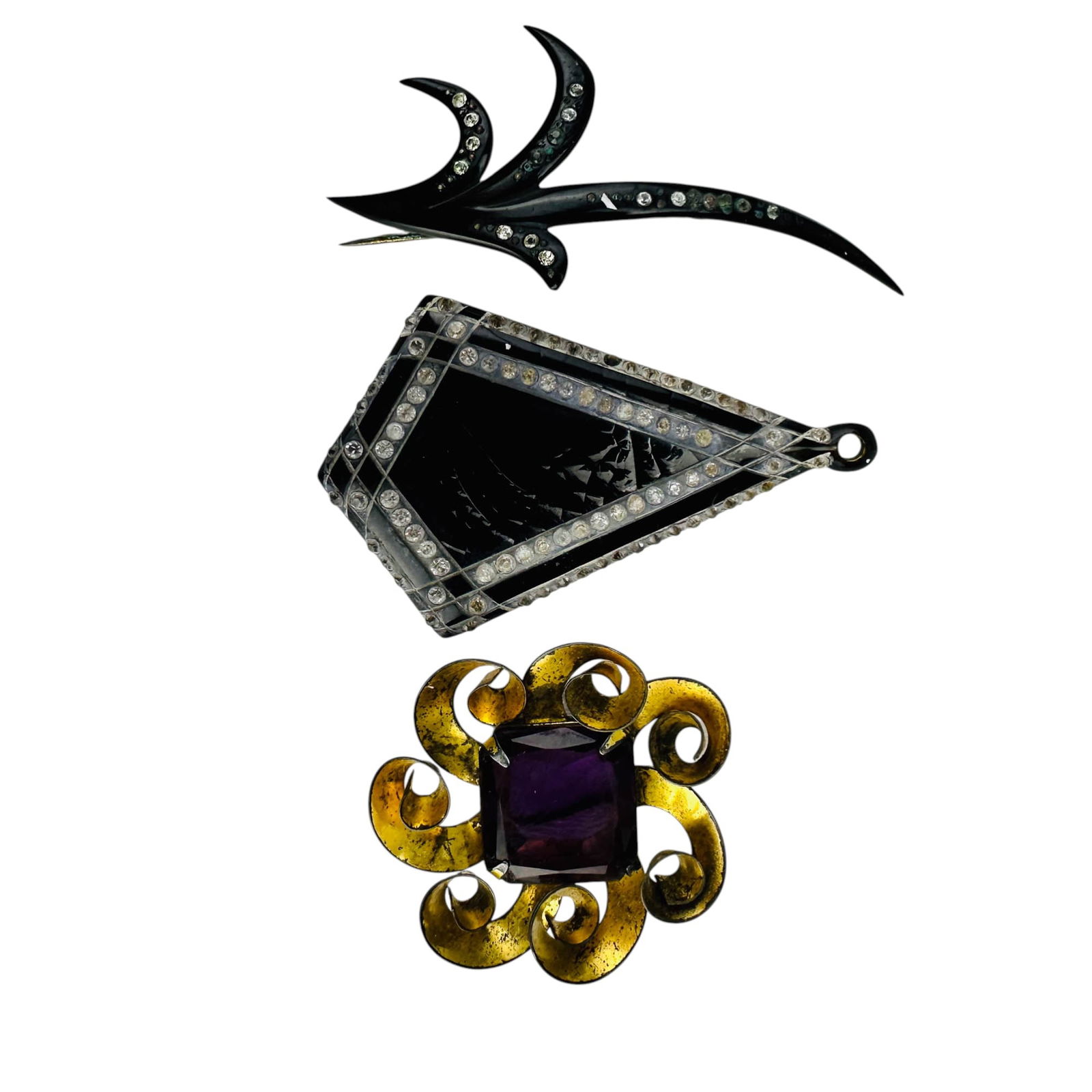 Art Deco Sterling & Bakelite Brooch w Pendant 3pc (1 of 8)