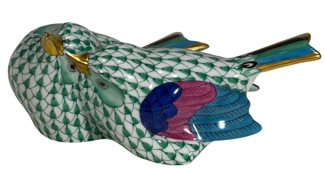 Herend Hungary Fishnet Love Birds Porcelain Fig (1 of 5)