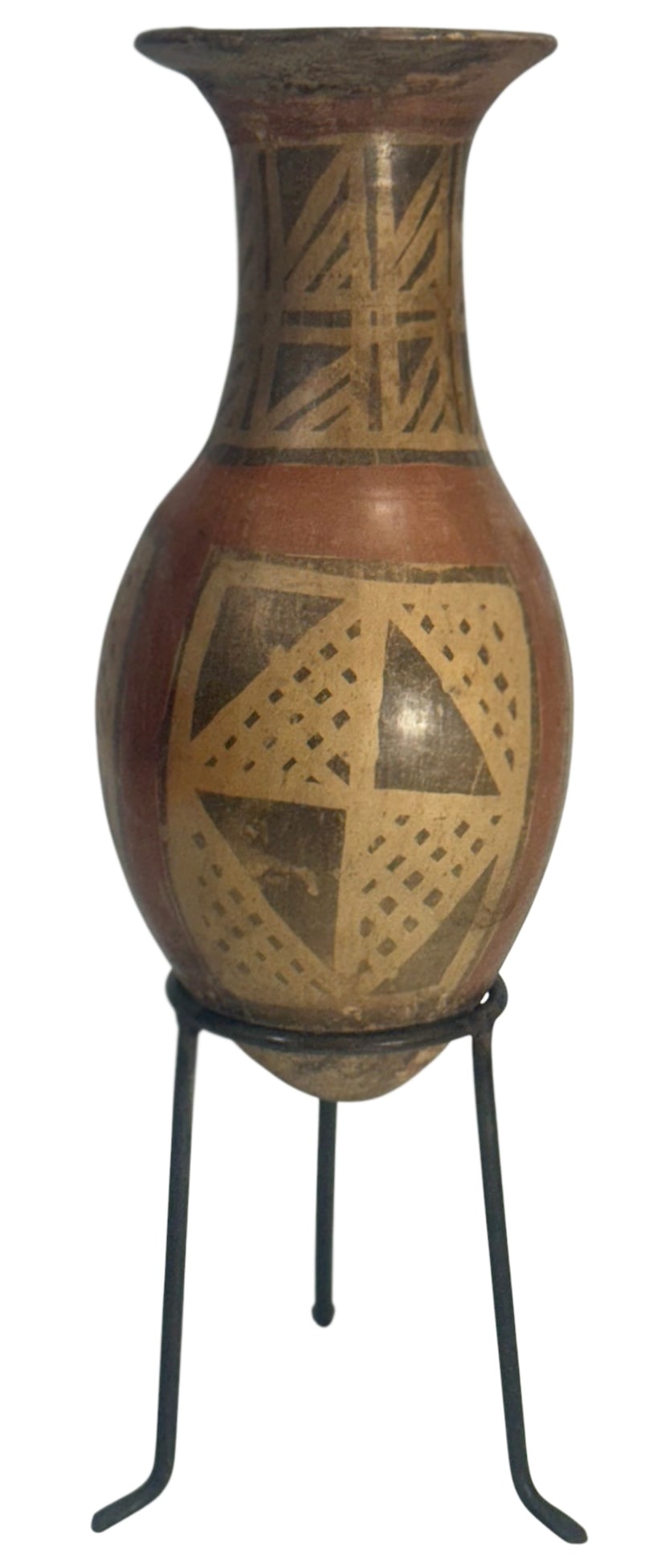 Pre-Colombian Hand-Painted Pottery Vessel w/ Stand (1 of 7)