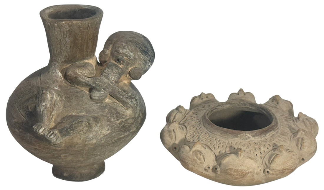 Pre-Columbian Style Pottery Vessels 2pc LOT (1 of 7)