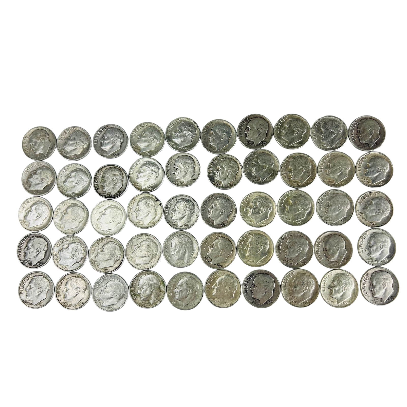 Roosevelt Silver Dimes Mixed Dates US Coins 50pc (1 of 4)