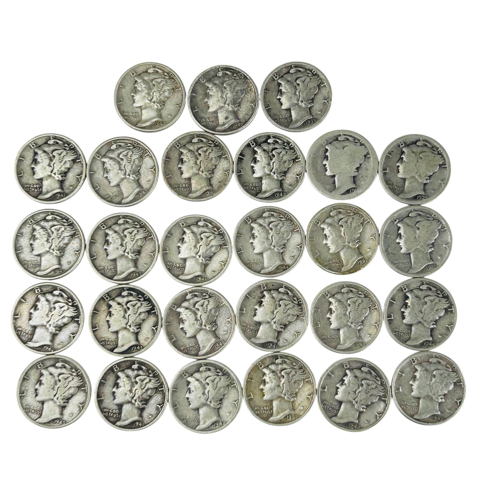 Mercury US Silver Coin Dimes Mixed Dates 27pc LOT (1 of 5)
