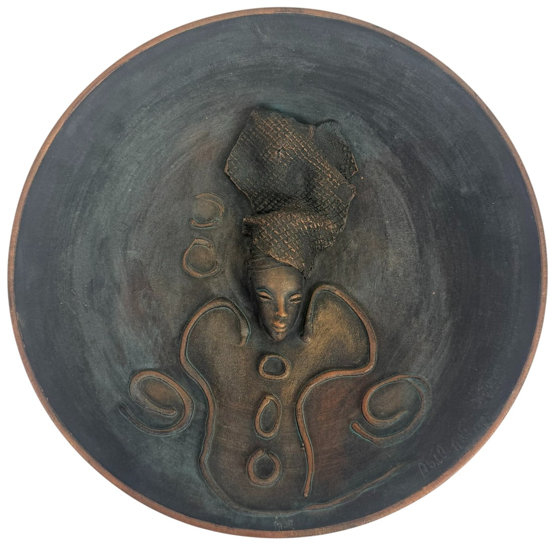 1998 Asta Art African-Inspired Ceramic Wall Plaque (1 of 5)