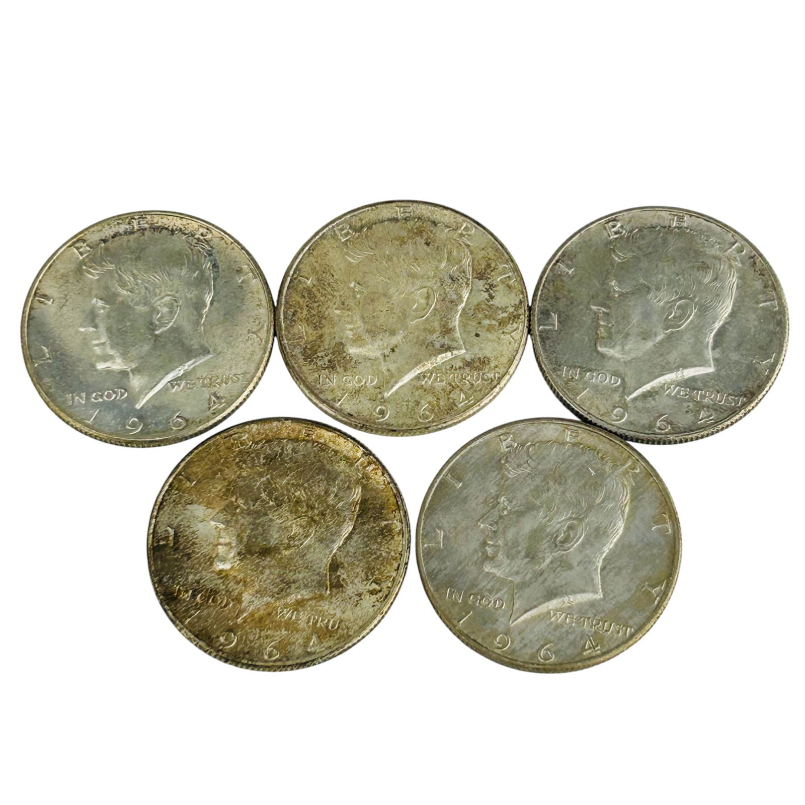 Kennedy 1964 Half Dollar 90 Percent Silver Lot 5pc (1 of 3)