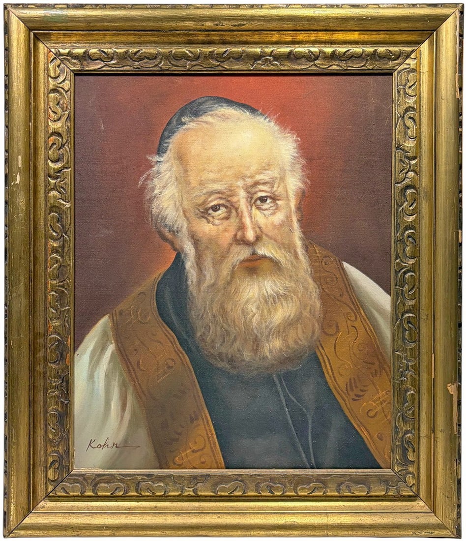 L. Kohn b.1938 Ukrainian Judaica Oil on Canvas (1 of 4)