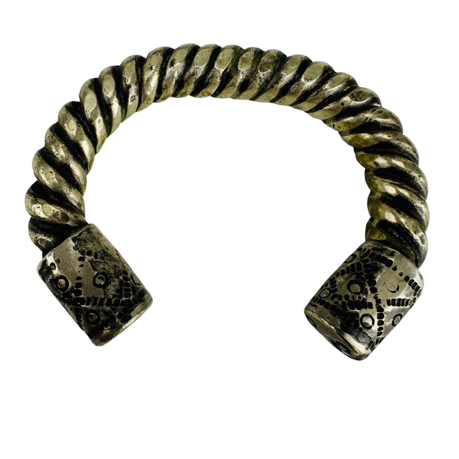 Mixed Metal Cable Rope Twist Heavy Bangle Bracelet (1 of 4)