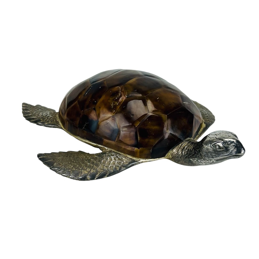 Maitland Smith Penshell Silvered Bronze Turtle 12" (1 of 4)