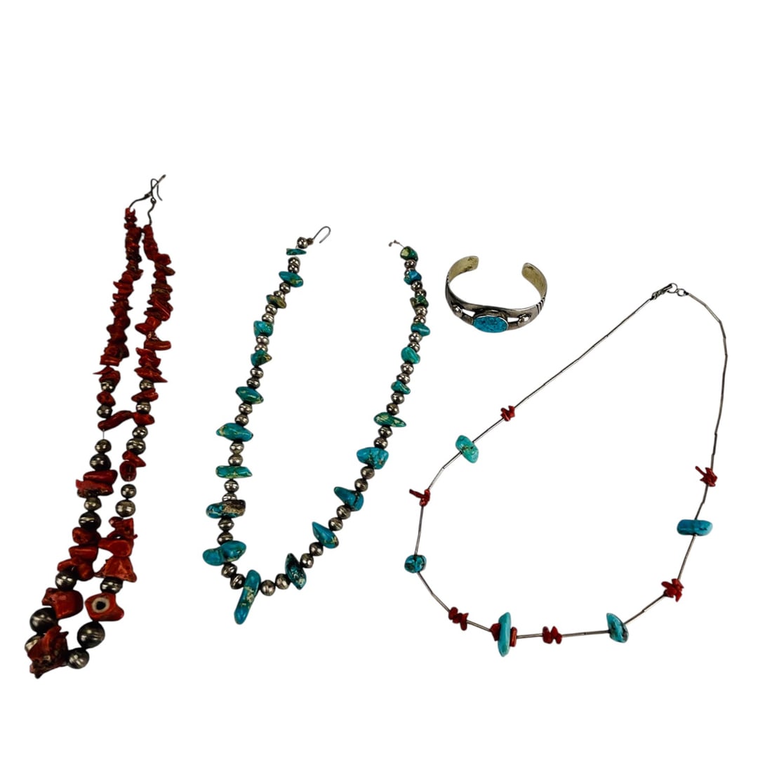 Native American Coral Turquoise Sterling Jewelry (1 of 7)