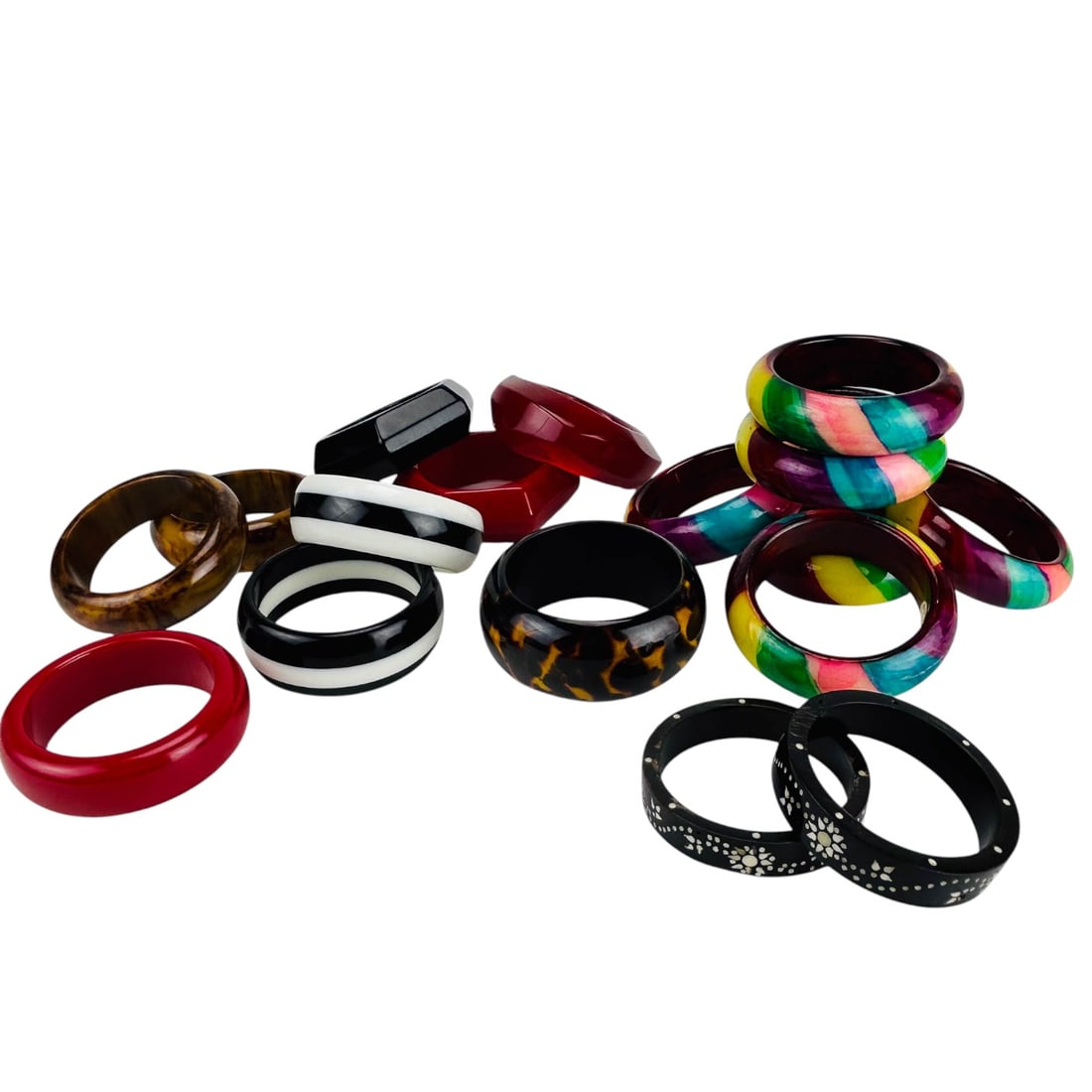 Rainbow Swirl Striped Plastic Chunky Bracelet LOT (1 of 7)