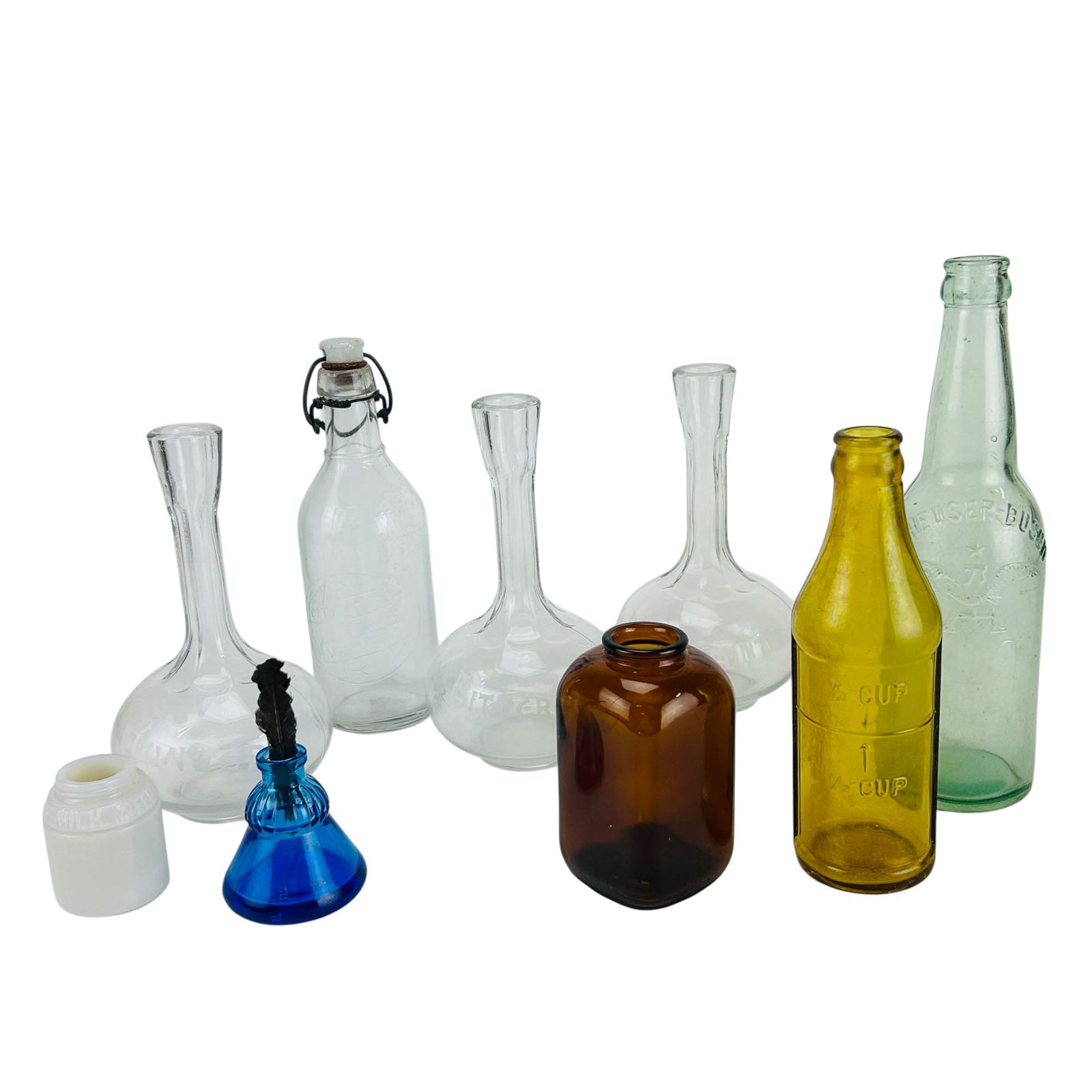 Apothecary Pharmacy Medicine Glass Bottles 9pc LOT (1 of 12)