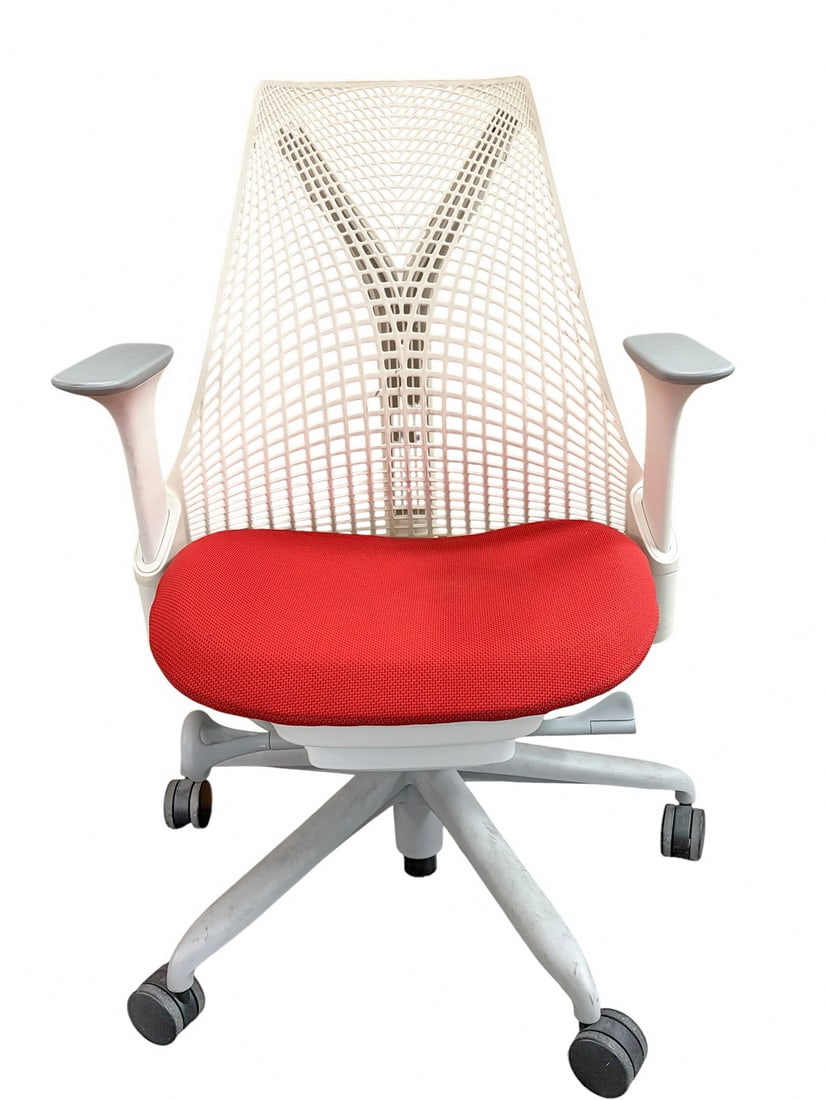 Herman Miller Sayl Office White Chair w/ Red Seat (1 of 7)