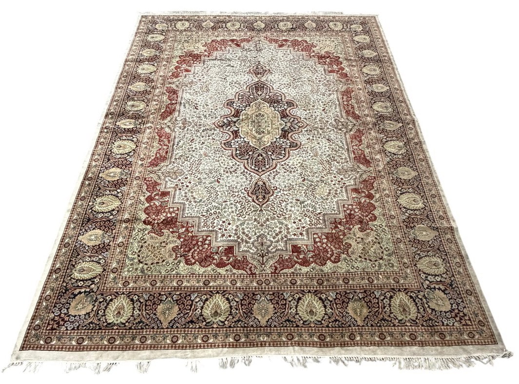 Indian Kashmiri Style 10.4 ft x 8 ft Cotton Rug (1 of 8)