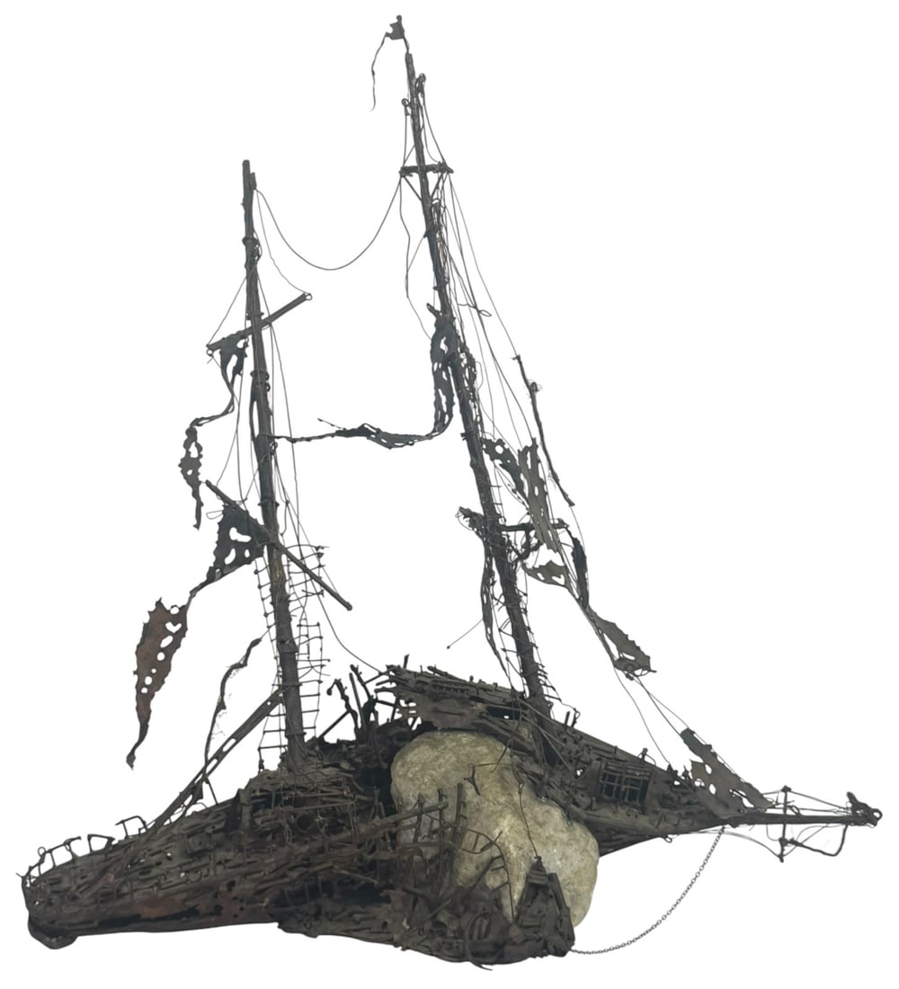 Jim Lewk Welded Metal Shipwreck Sculpture 25.5" H (1 of 9)