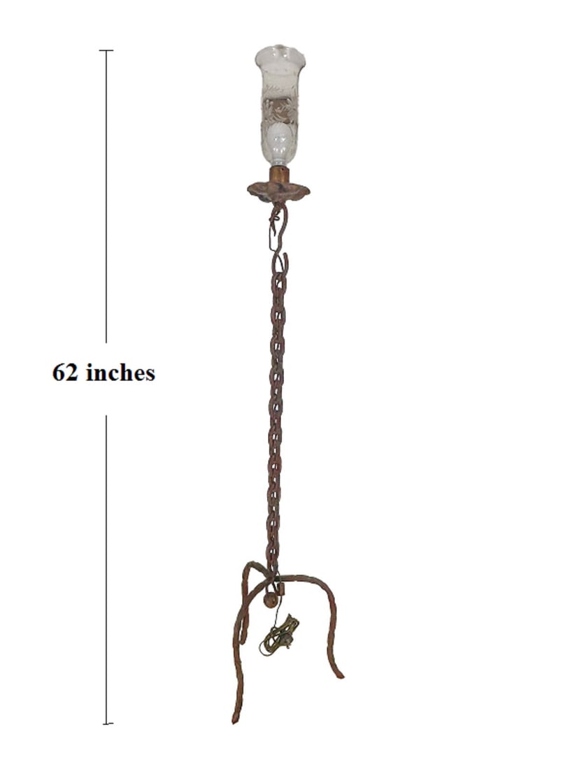 Antique Nautical Iron & Glass Floor Lamp (1 of 5)