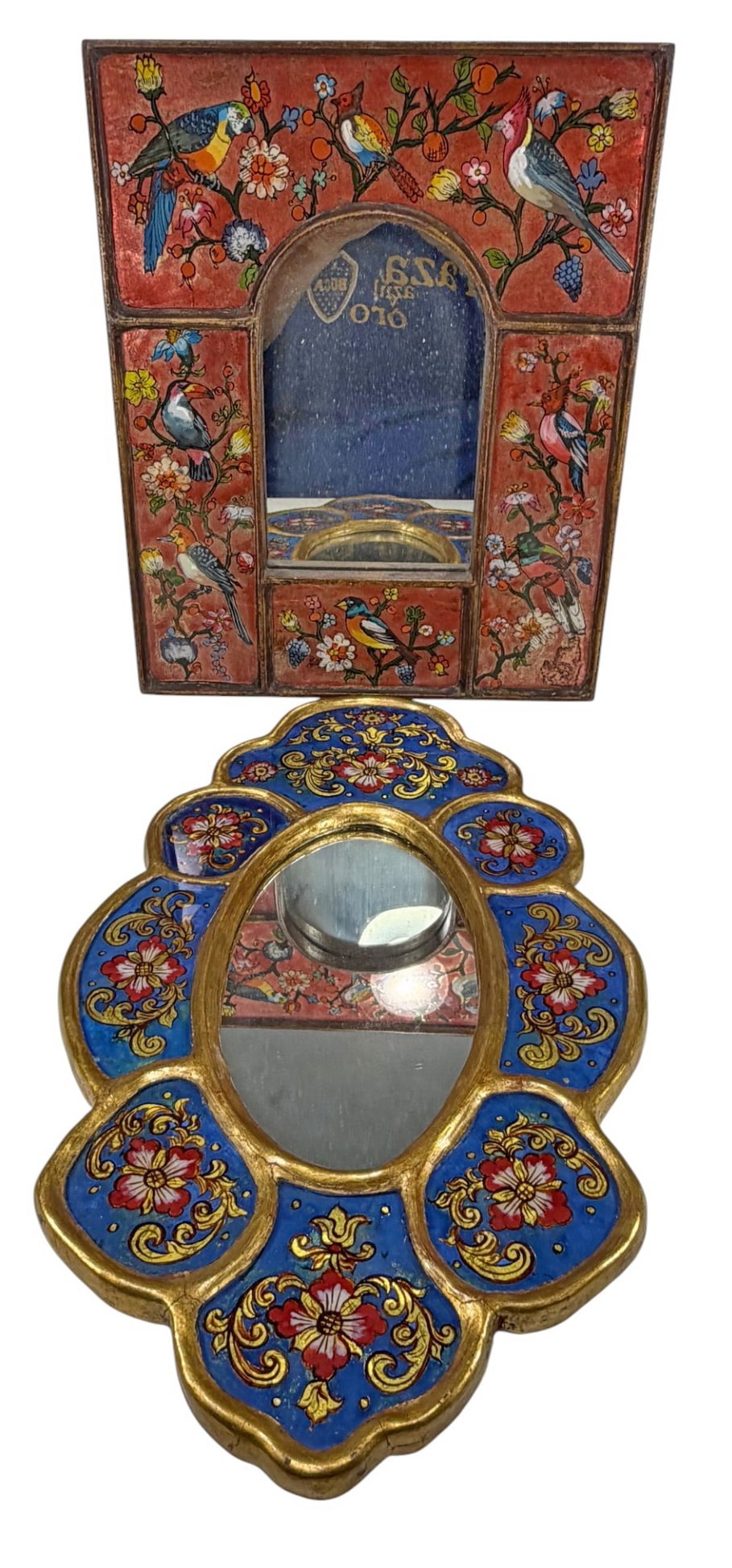 Peruvian Reverse Glass Painted Mirrors 2pc LOT (1 of 6)