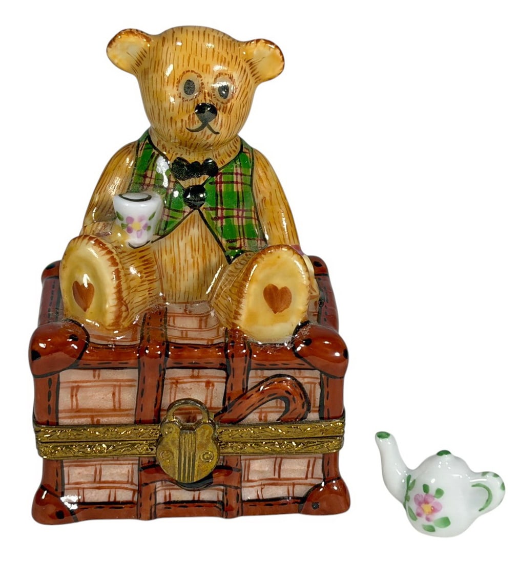 Limoges Teddy Bear w/ Removable Teapot Trinket Box (1 of 6)
