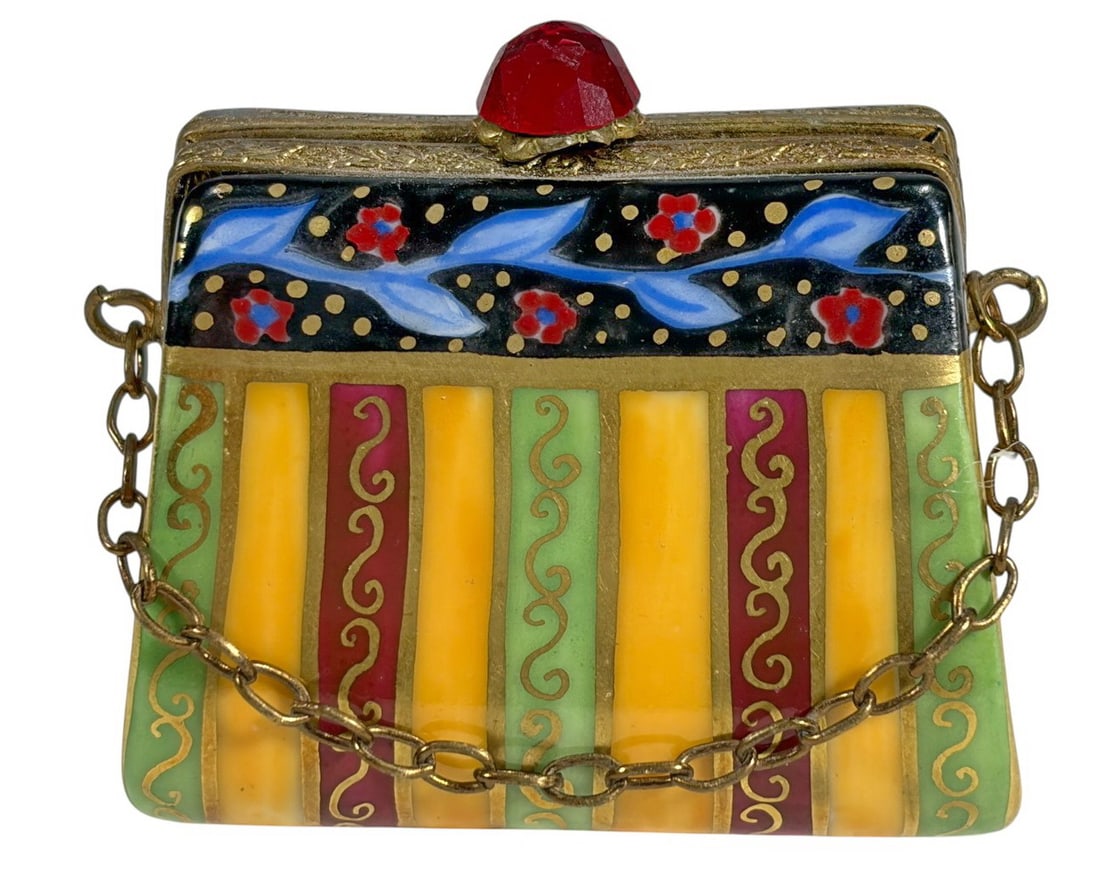 Limoges Charming Purse Porcelain Trinket Box (1 of 6)