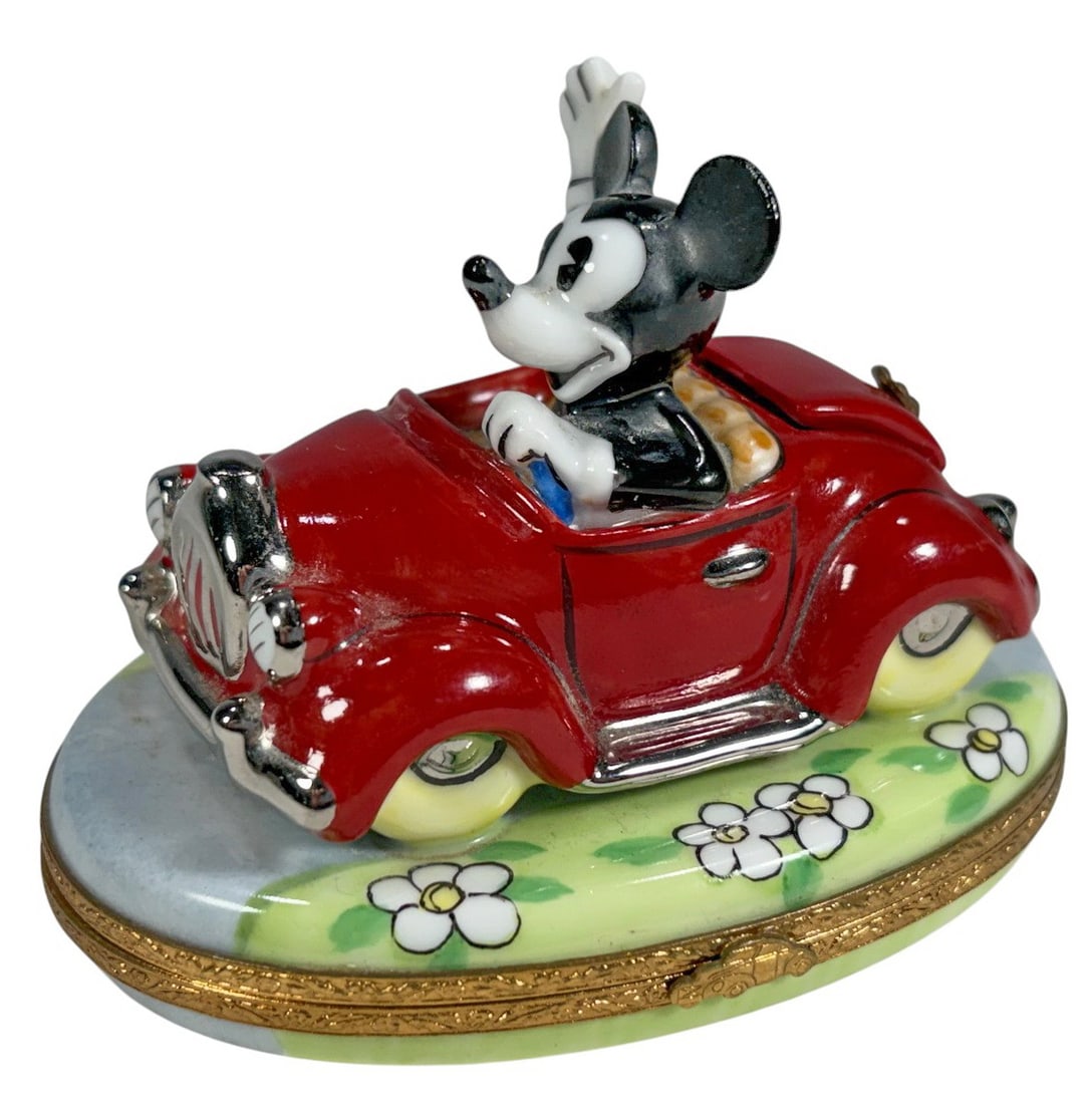 Limoges Mickey Mouse in a Red Car Trinket Box (1 of 6)