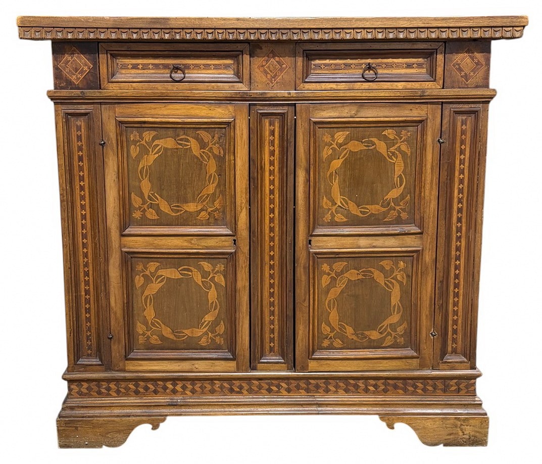 Antique Inlaid Walnut Two Doors & Drawers Cabinet (1 of 10)