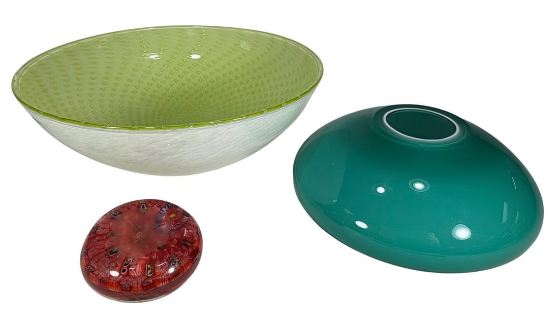 Kosta Boda Bowl, Green Vase & Paperweight 3pc LOT (1 of 8)