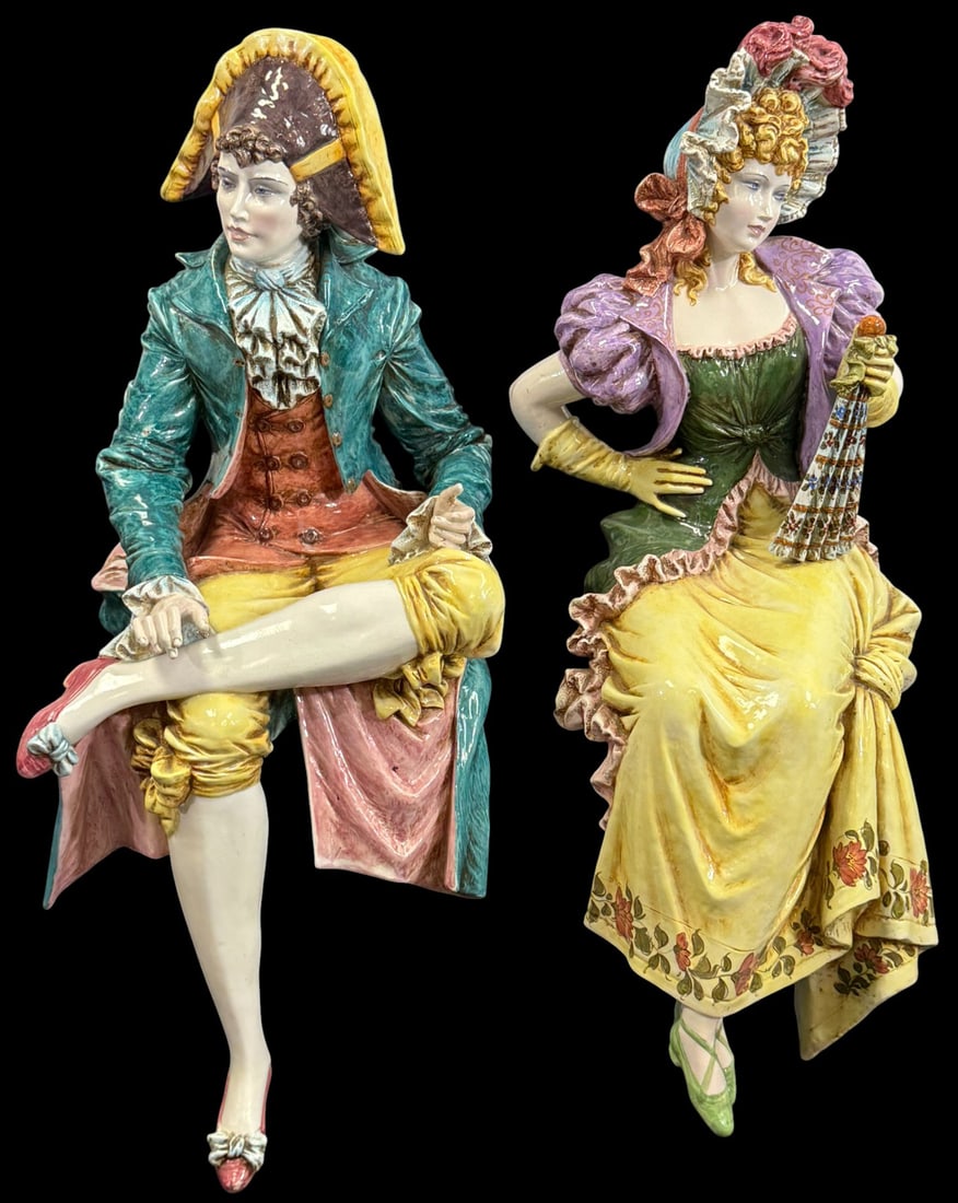 Large Italian Majolica Seated Garden Sculptures Pr (1 of 14)