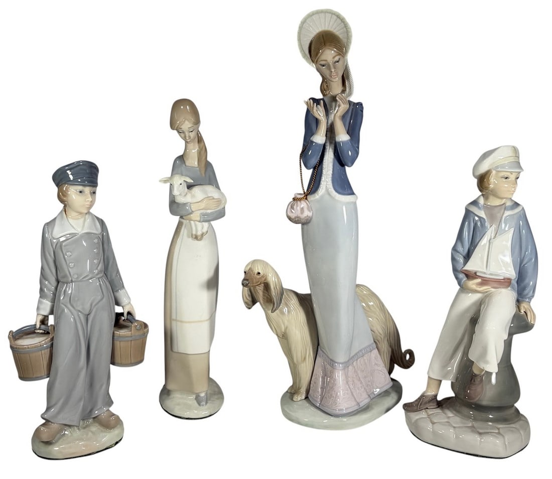 Lladro Stepping Out, Girl w/ Lamb, & Boys 4pc LOT (1 of 9)