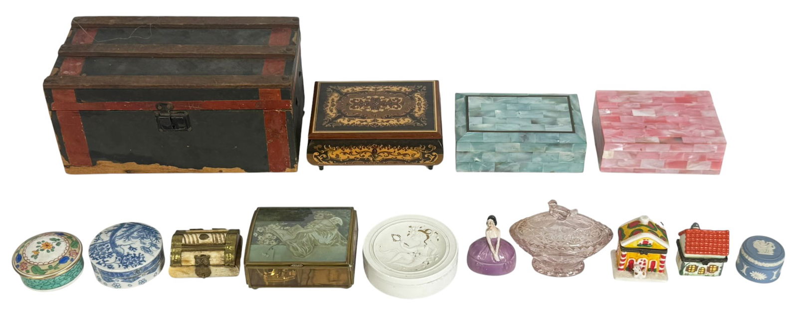 14 Porcelain, Wood, Musical, Glass & Inlaid Boxes (1 of 15)