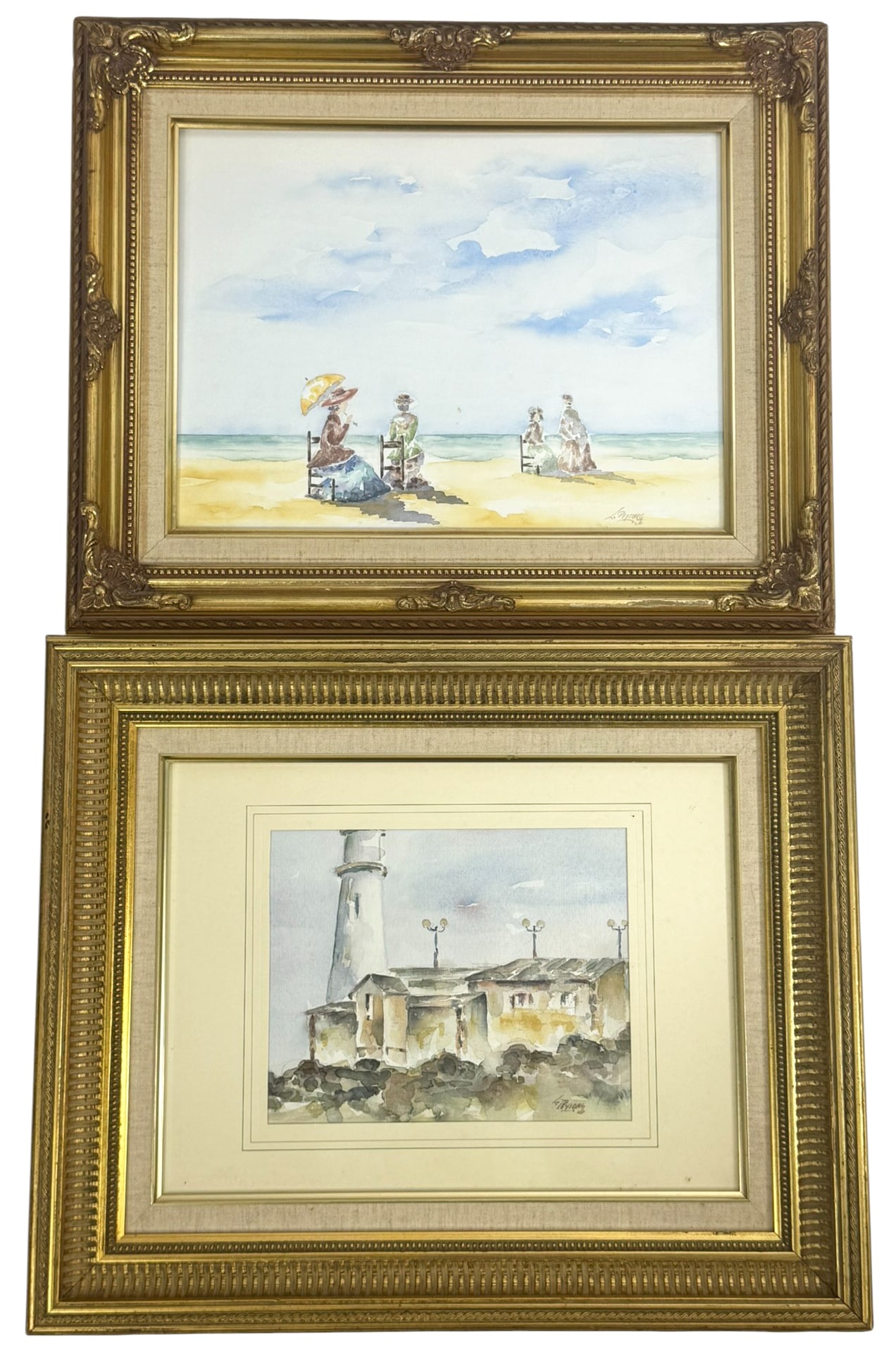Pr of Framed Watercolor Paintings on Paper SIGNED (1 of 9)